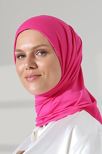 Kadın Viskon Şal Esnek Tesettür Başörtüsü Uzun Mevsimlik Pembe - 6