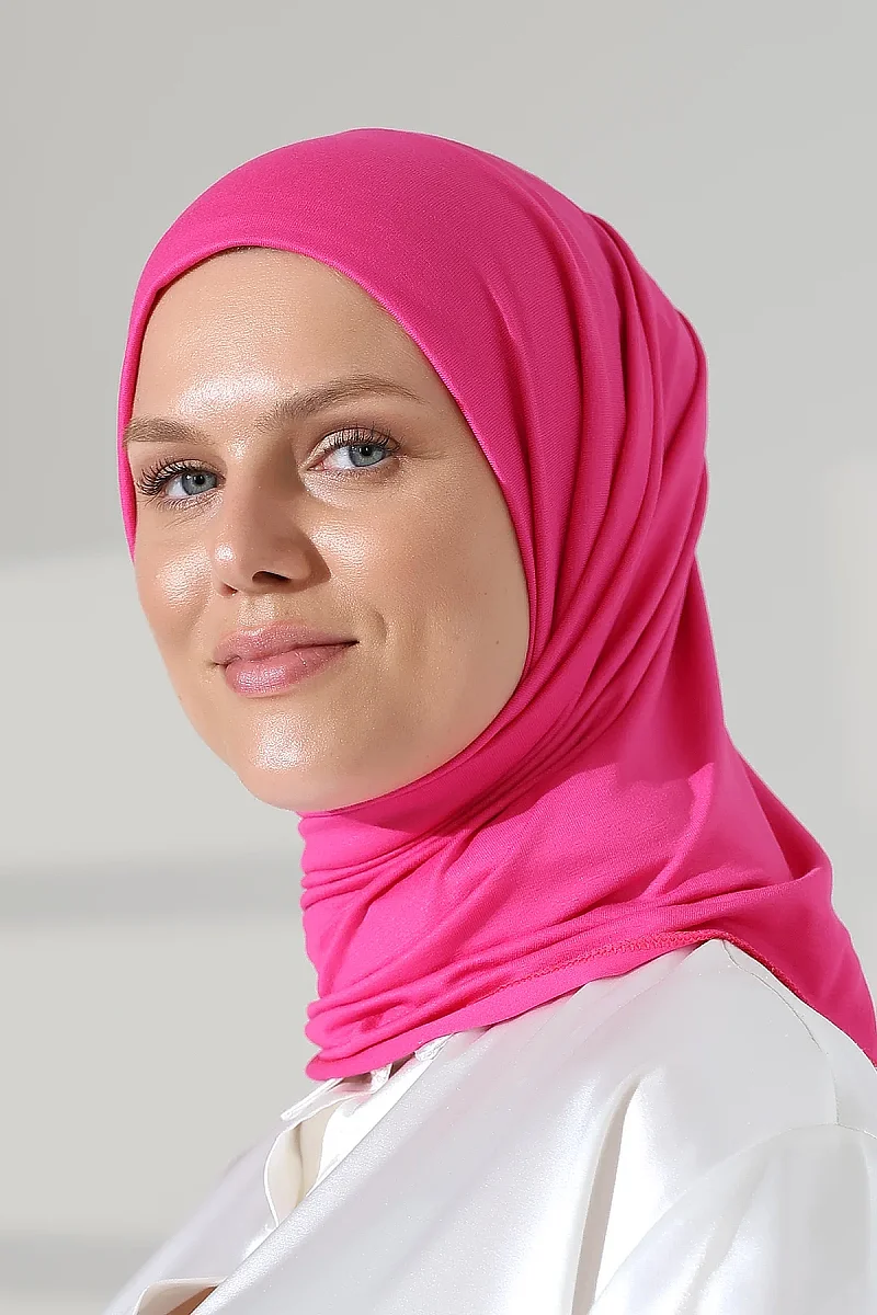 Kadın Viskon Şal Esnek Tesettür Başörtüsü Uzun Mevsimlik Pembe - 6