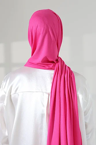 Kadın Viskon Şal Esnek Tesettür Başörtüsü Uzun Mevsimlik Pembe - 8