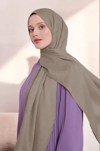 Kadın Zincir Desen Tesettür Blue Jakar Şal Açık Kahve 