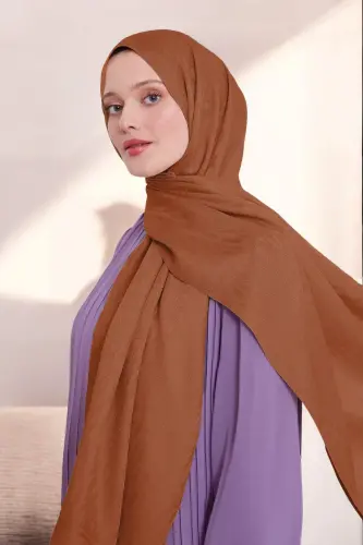 Kadın Zincir Desen Tesettür Blue Jakar Şal Bakır 