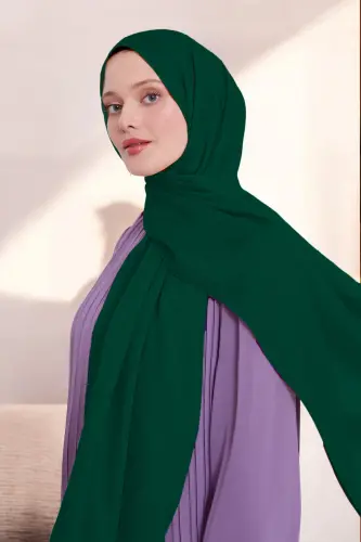 Kadın Zincir Desen Tesettür Blue Jakar Şal Zümrüt Yeşili 