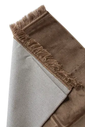 Kahverengi İsme Özel Nakışlı Kadife Seccade - İnci Tesbihli - ihvanonline (1)