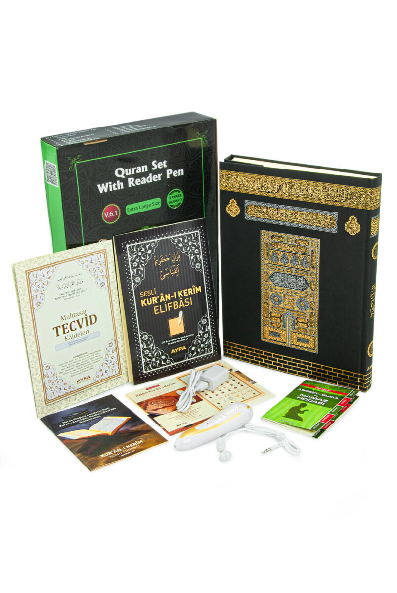 Kalemli Kuran Seti – Sesli Kuran Kalemi, Kuranı Kerim, Elifba ve Tecvid Kitaplı Eğitim Seti - Cami Boy - 1