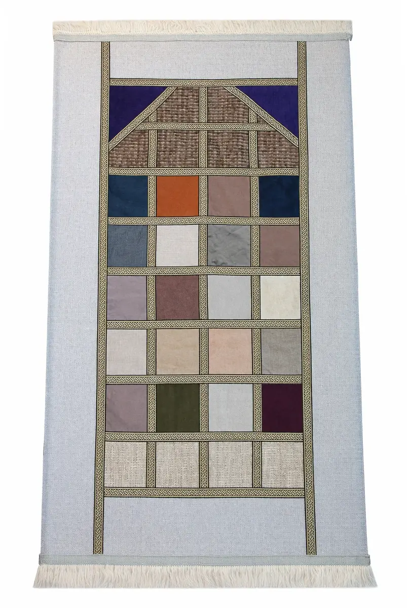 Kalın Çift Katlı Astarlı Seccade – Kırk Yama Desenli Yumuşak Seccade - Gri - 2