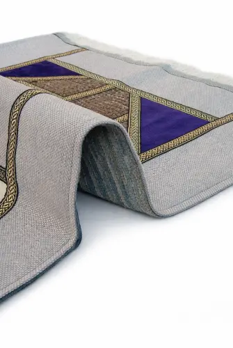 Kalın Çift Katlı Astarlı Seccade – Kırk Yama Desenli Yumuşak Seccade - Gri - 4