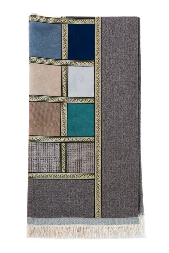 Kalın Çift Katlı Astarlı Seccade – Kırk Yama Desenli Yumuşak Seccade - Koyu Gri - 5