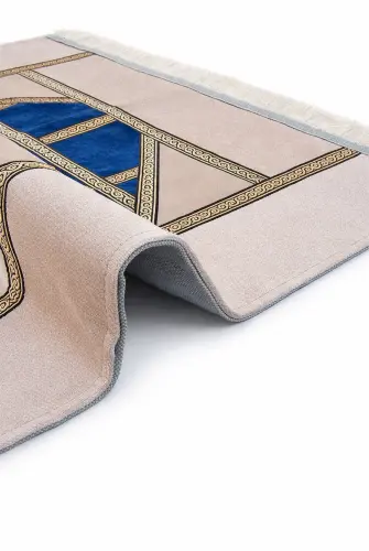 Kalın Çift Katlı Astarlı Seccade – Kırk Yama Desenli Yumuşak Seccade - Krem - 4