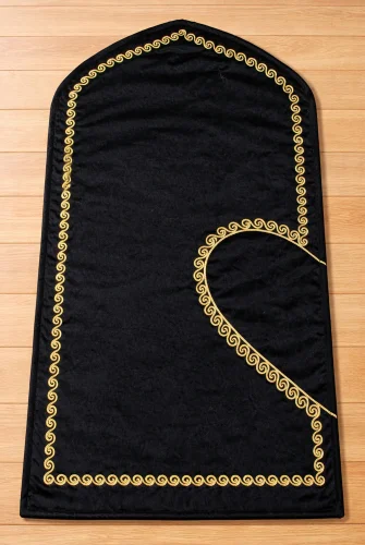 Kalpli Seccade Eşli Çift Seccadesi Hediyelik Gelin Damat Bohçası Çeyizlik Seccade Seti - Gold - 5