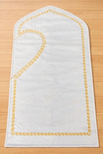 Kalpli Seccade Eşli Çift Seccadesi Hediyelik Gelin Damat Bohçası Çeyizlik Seccade Seti - Gold - 7