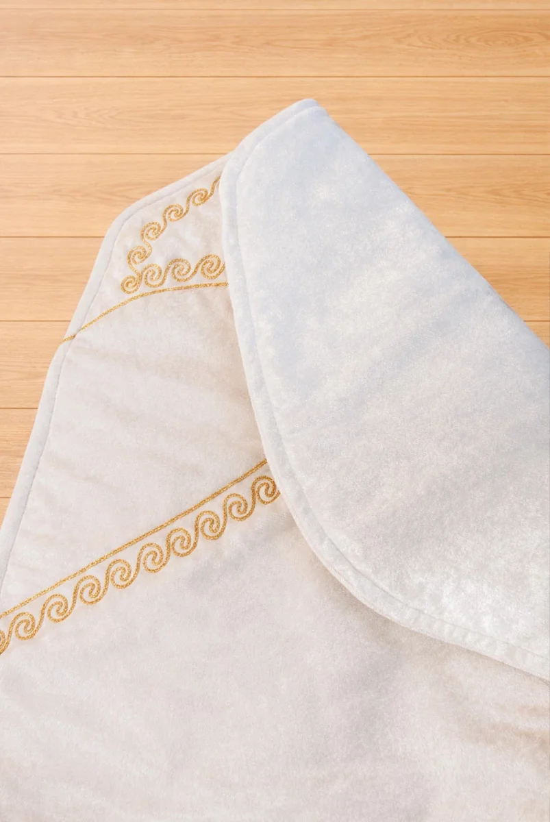 Kalpli Seccade Eşli Çift Seccadesi Hediyelik Gelin Damat Bohçası Çeyizlik Seccade Seti - Gold - 8