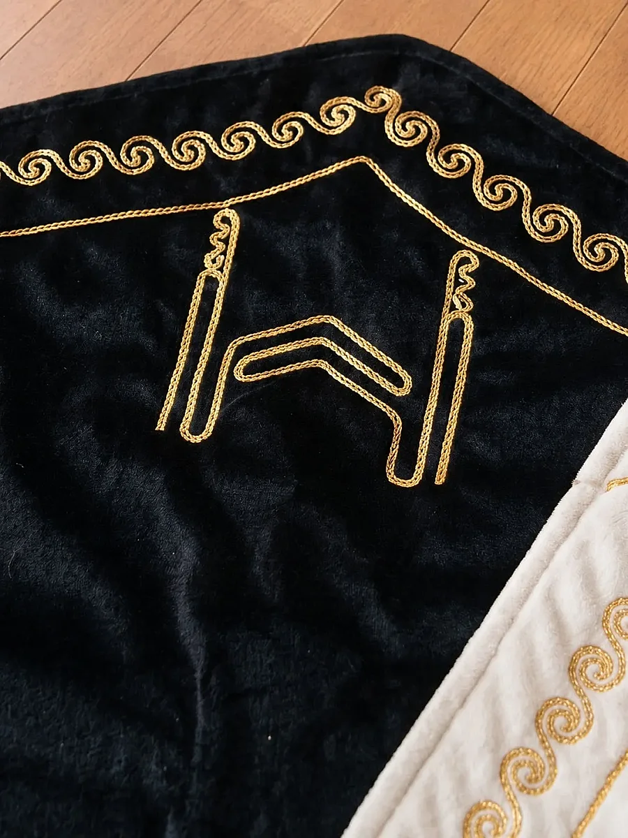 Kalpli Seccade Eşli Çift Seccadesi Kadife Çeyizlik Bohçalık Hediyelik Set - 7