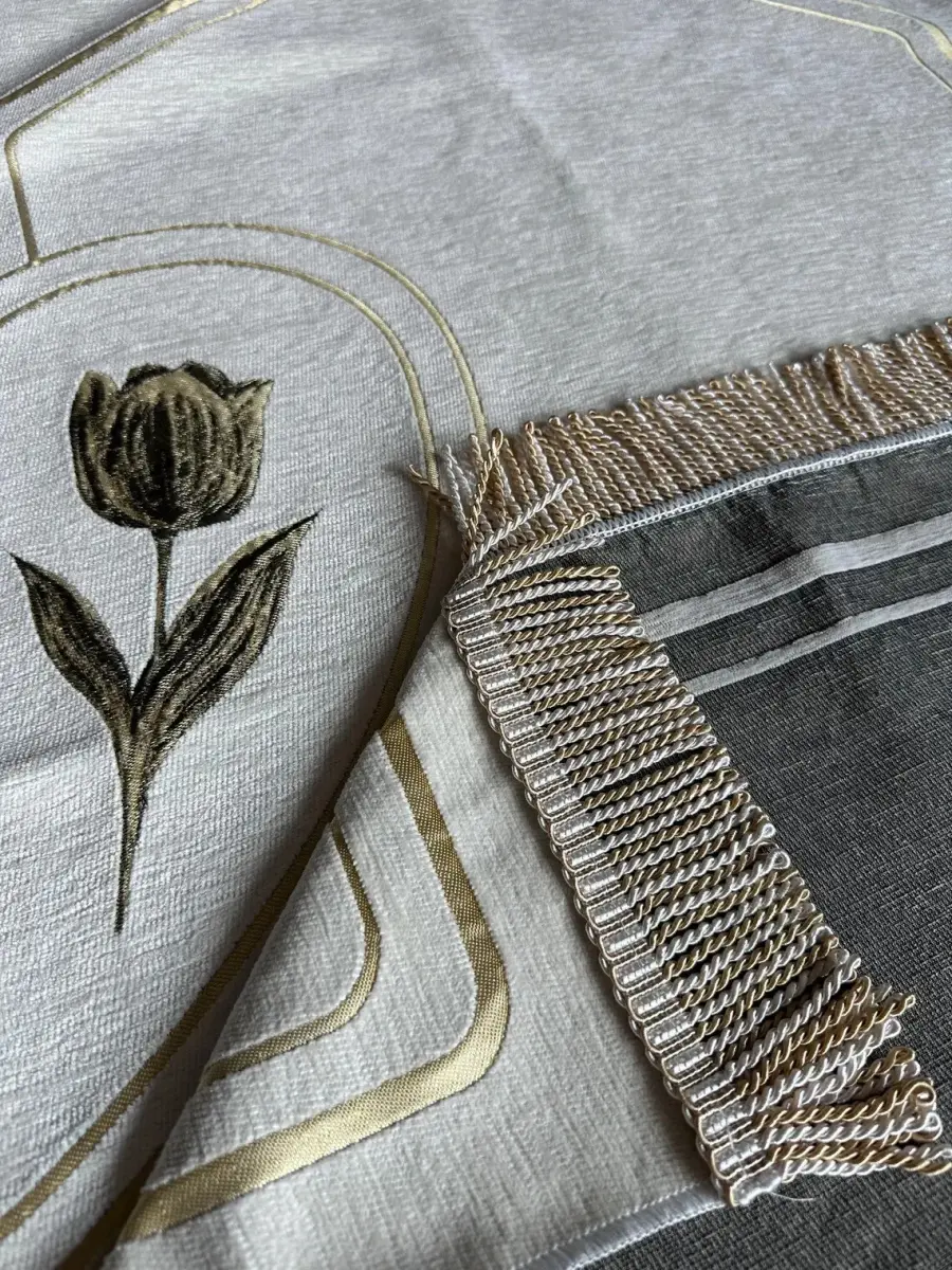 Çeyizlik Eşli Çift Seccadesi, Bohçalık Kalpli Namazlık Set Siyah Krem - 6