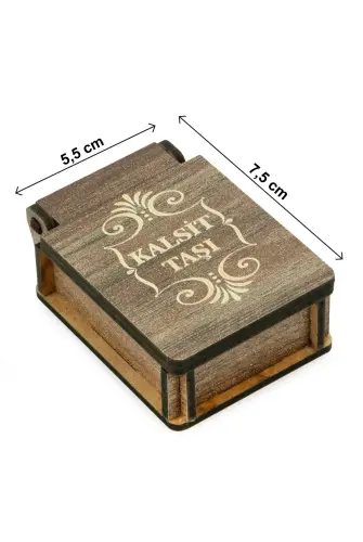 Kalsit Taşı Kalp Kolye - Ahşap Kutulu Hediyelik - 3