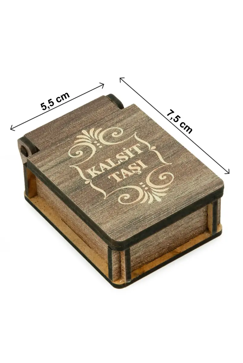 Kalsit Taşı Kalp Kolye - Ahşap Kutulu Hediyelik - 3