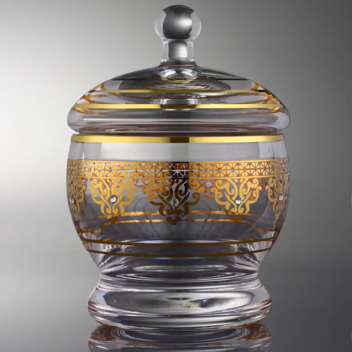 Kapaklı Cam Hediyelik Tas - Ottoman Altın - 1