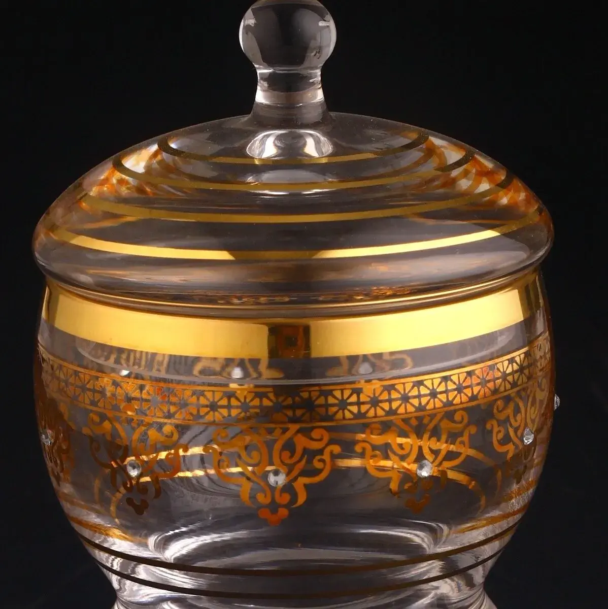 Kapaklı Cam Hediyelik Tas - Ottoman Altın - 3