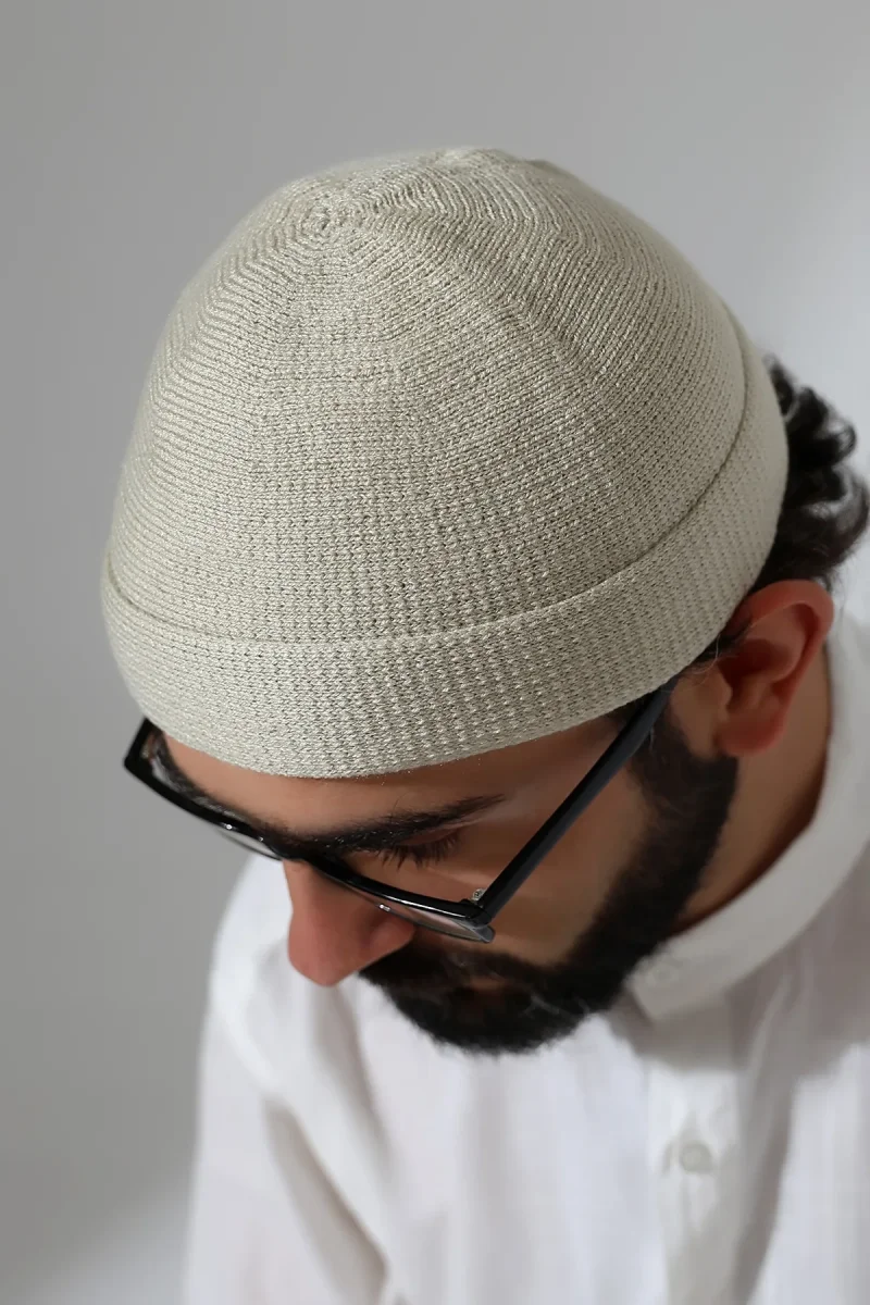 Katlamalı Sade Desen Kışlık Orlon Takke Şapka - Krem - 2