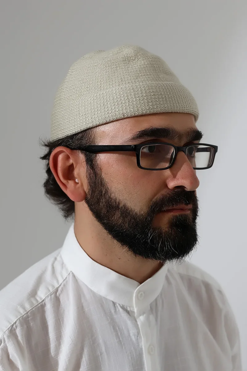 Katlamalı Sade Desen Kışlık Orlon Takke Şapka - Krem - 1