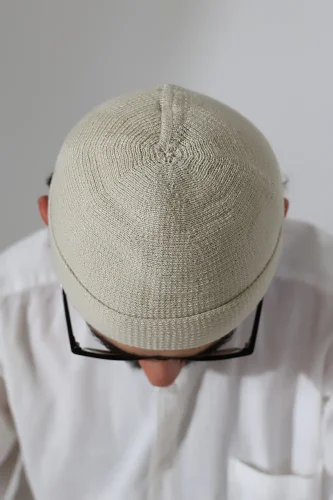 Katlamalı Sade Desen Kışlık Orlon Takke Şapka - Krem - 6
