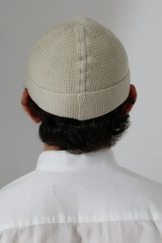 Katlamalı Sade Desen Kışlık Orlon Takke Şapka - Krem - 7