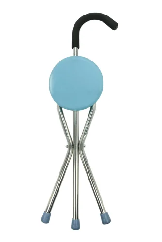 Katlanır Oturaklı Taşınabilir Baston Sandalye Ergonomik ve Hafif - Mavi - 3