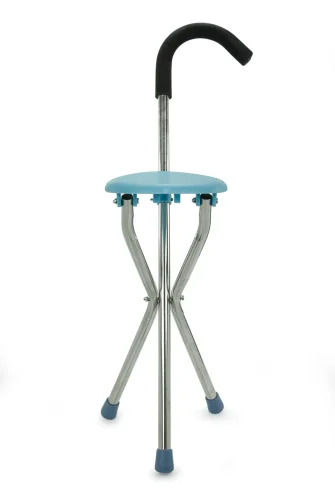 Katlanır Oturaklı Taşınabilir Baston Sandalye Ergonomik ve Hafif - Mavi - 5