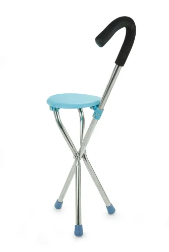Katlanır Oturaklı Taşınabilir Baston Sandalye Ergonomik ve Hafif - Mavi - 6