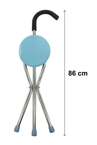 Katlanır Oturaklı Taşınabilir Baston Sandalye Ergonomik ve Hafif - Mavi - 9
