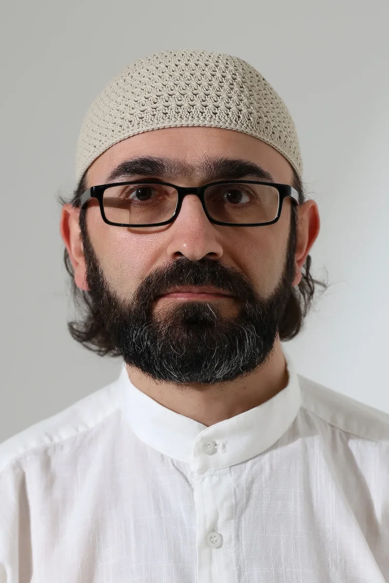 Kehribar Örme Namaz Takkesi, Örgü Motifli Takke Bej - 3