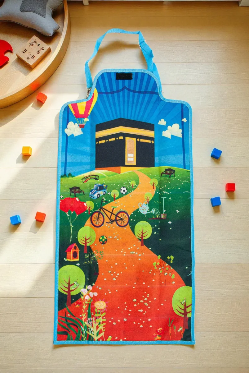 Kendinden Çantalı Erkek Çocuk Seccadesi, Seyyar Askılı - Mavi - 1