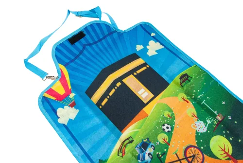 Kendinden Çantalı Erkek Çocuk Seccadesi, Seyyar Askılı - Mavi - 7