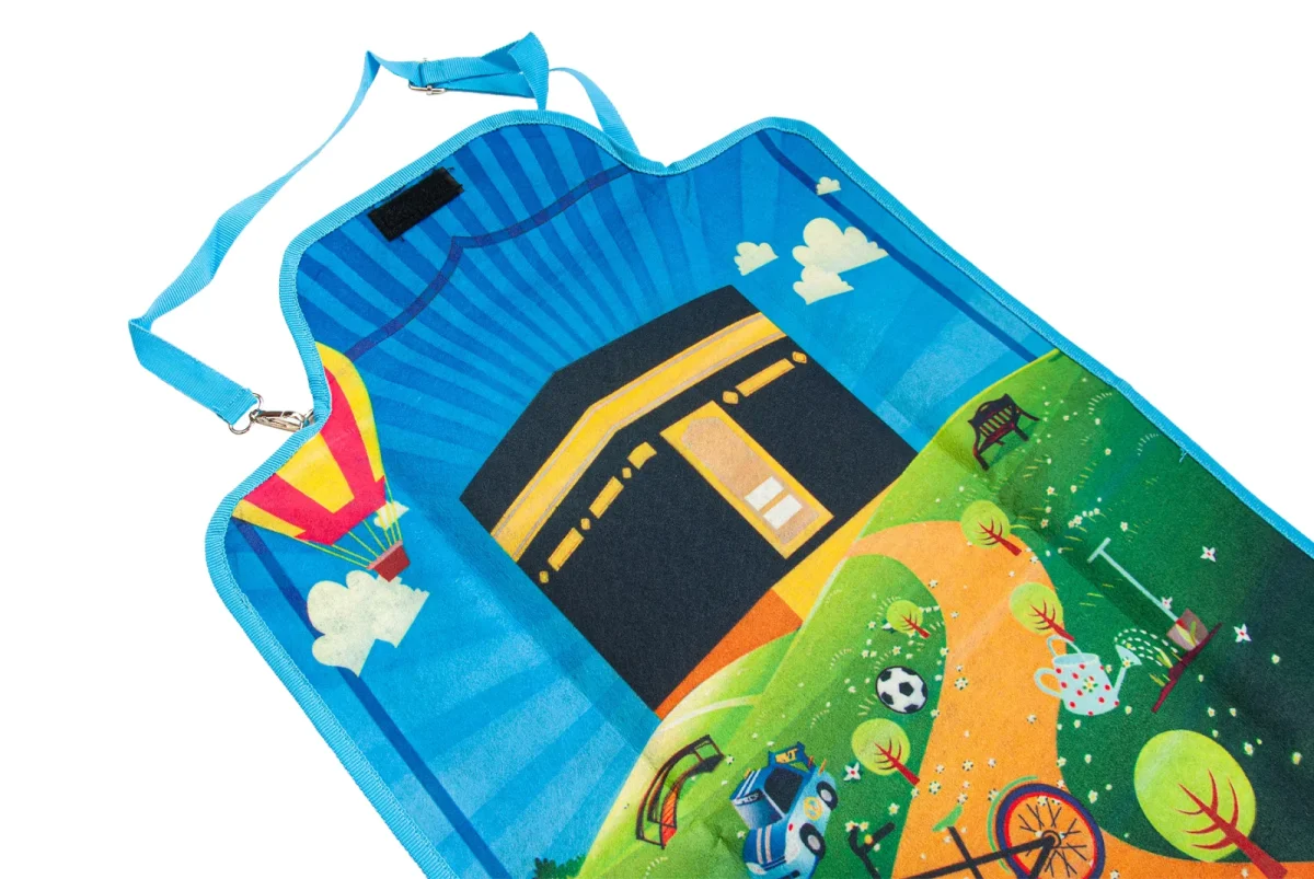 Kendinden Çantalı Erkek Çocuk Seccadesi, Seyyar Askılı - Mavi - 7