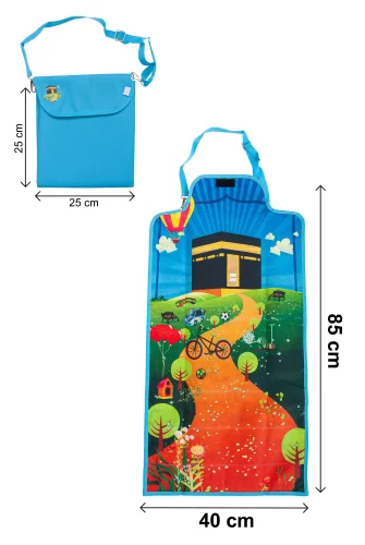 Kendinden Çantalı Erkek Çocuk Seccadesi, Seyyar Askılı - Mavi - 8