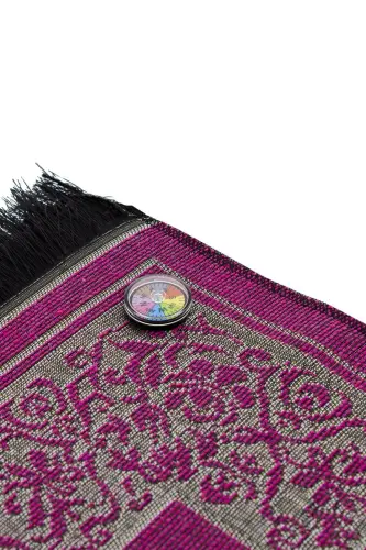 Kıbleyi Gösteren Pusulalı Fuşya Seccade - BAYSEM (1)