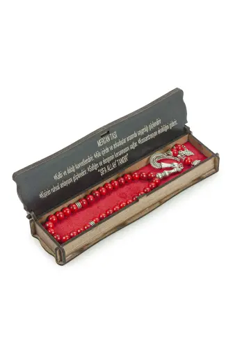 Kırmızı Mercan Taşı Özel Kutulu 33lü Tesbih 