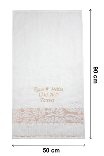Kişiye Özel İsimli Nakışlı Havlu, Jakarlı %100 Pamuklu Çeyizlik Gelin Damat Havlusu - 5