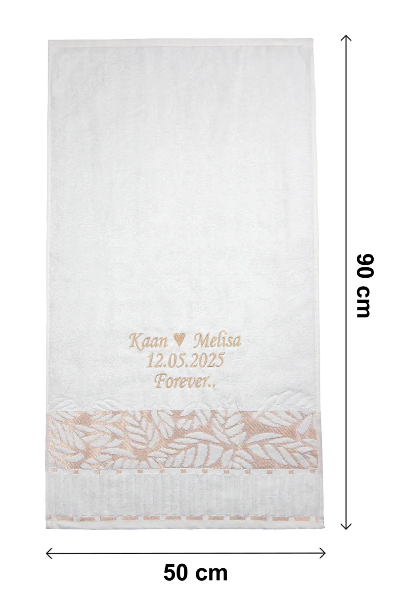 Kişiye Özel İsimli Nakışlı Havlu, Jakarlı %100 Pamuklu Çeyizlik Gelin Damat Havlusu - 5