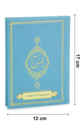 Kişiye Özel İsimli Termo Deri Ciltli Yasin Kitabı - Çanta Boy 128 Sayfa Mevlüt Hediyelik - Mavi - 5