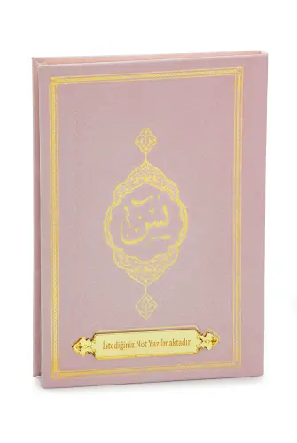 Kişiye Özel İsimli Termo Deri Ciltli Yasin Kitabı - Çanta Boy 128 Sayfa Mevlüt Hediyelik - Pembe 