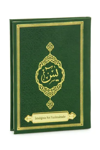 Kişiye Özel İsimli Termo Deri Ciltli Yasin Kitabı - Çanta Boy 128 Sayfa Mevlüt Hediyelik - Yeşil 
