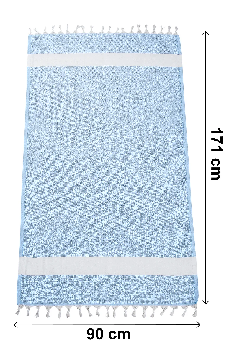 Kişiye Özel Nakışlı Pamuklu Peştemal Plaj Banyo Hediyelik Hamam Havlusu Mavi - 3
