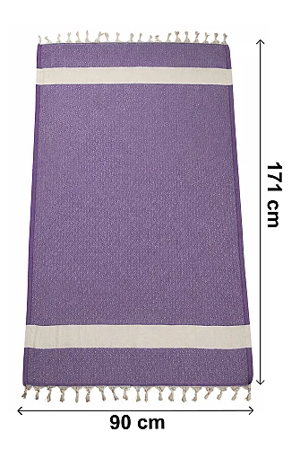 Kişiye Özel Nakışlı Pamuklu Peştemal Plaj Banyo Hediyelik Hamam Havlusu Mor - 3