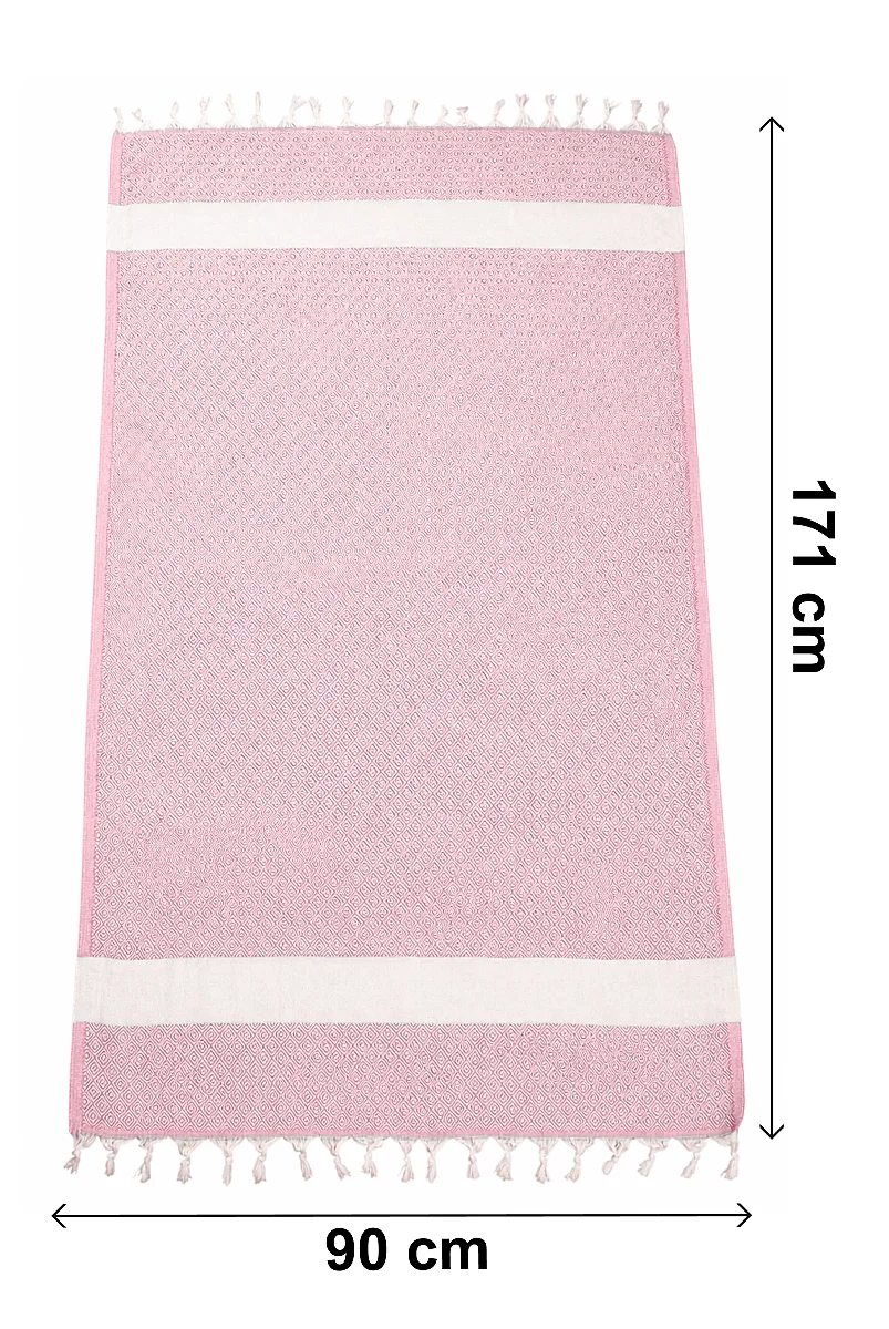 Kişiye Özel Nakışlı Pamuklu Peştemal Plaj Banyo Hediyelik Hamam Havlusu Pembe - 3