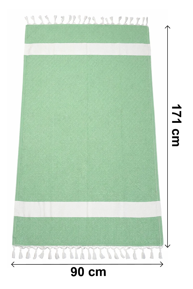 Kişiye Özel Nakışlı Pamuklu Peştemal Plaj Banyo Hediyelik Hamam Havlusu Yeşil - 3