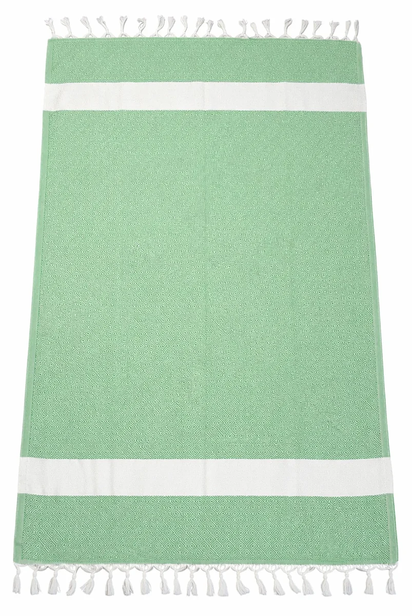 Kişiye Özel Nakışlı Pamuklu Peştemal Plaj Banyo Hediyelik Hamam Havlusu Yeşil - 5