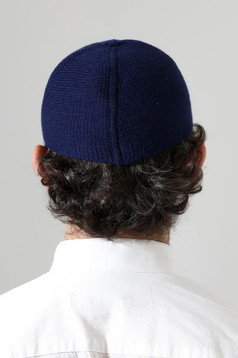 Kışlık Kadife Takke Düz Desen - Lacivert - 7