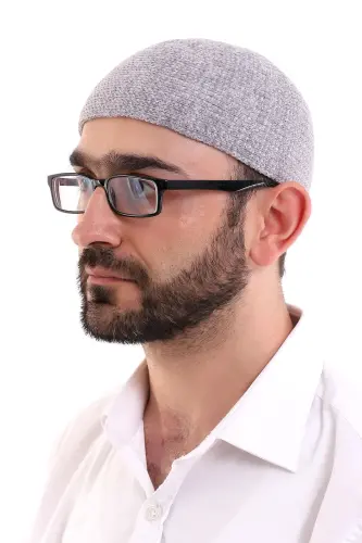 Kışlık Kadife Takke Düz Desen - Gri - ihvanonline (1)