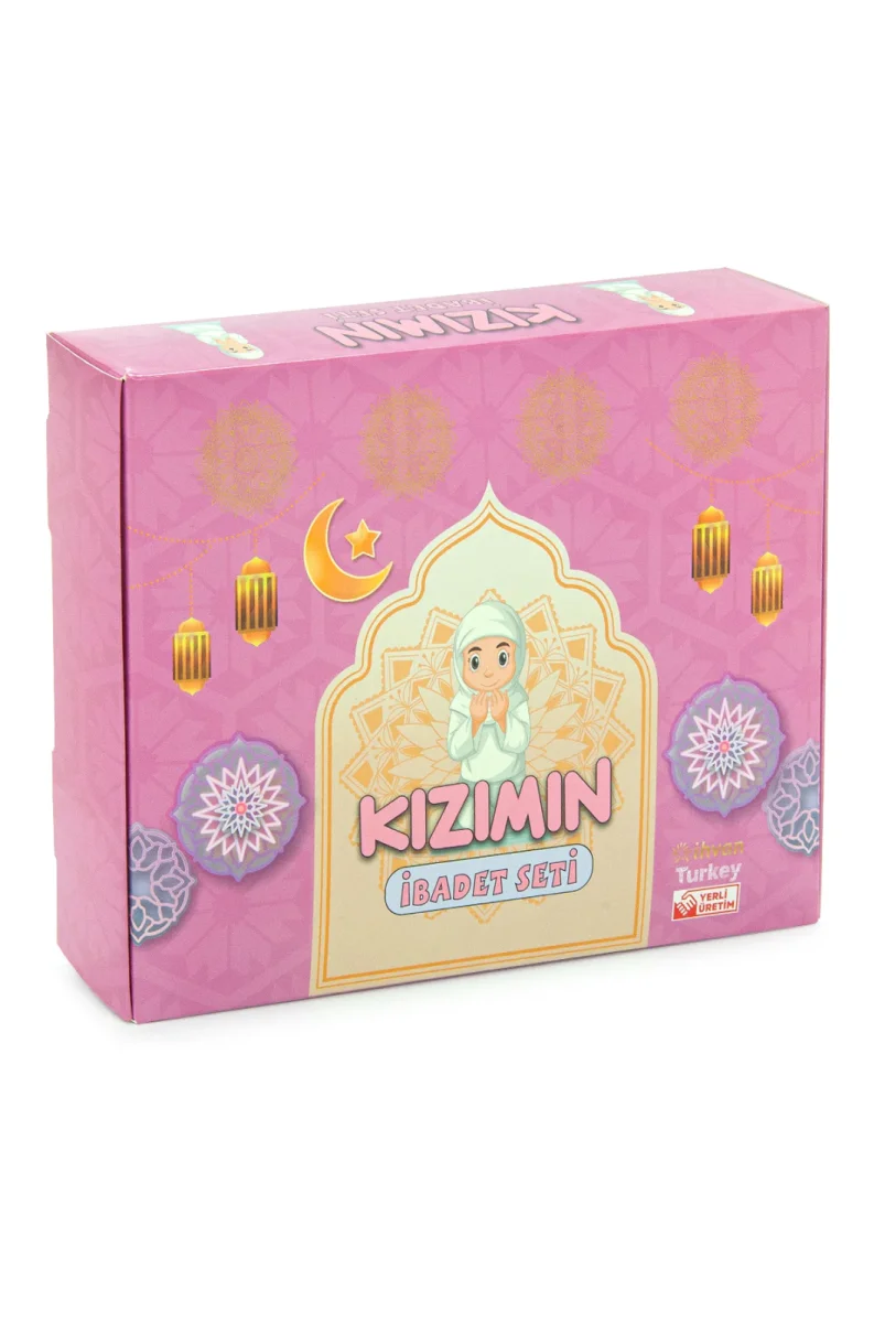 Kızımın İbadet Seti Kabe Desenli Kız Çocuk Seccade, Elifba ve Namaza İlk Adım Seti - 3