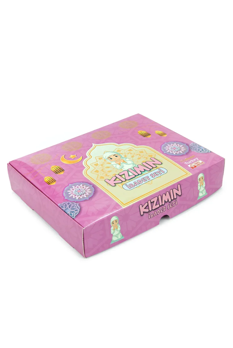 Kızımın İbadet Seti Kabe Desenli Kız Çocuk Seccade, Elifba ve Namaza İlk Adım Seti - 4
